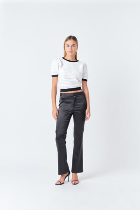 Contrast Short Sleeve Knit Top