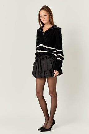 ENGLISH FACTORY - Stripe Zip up Sweater - SWEATERS & KNITS available at Objectrare