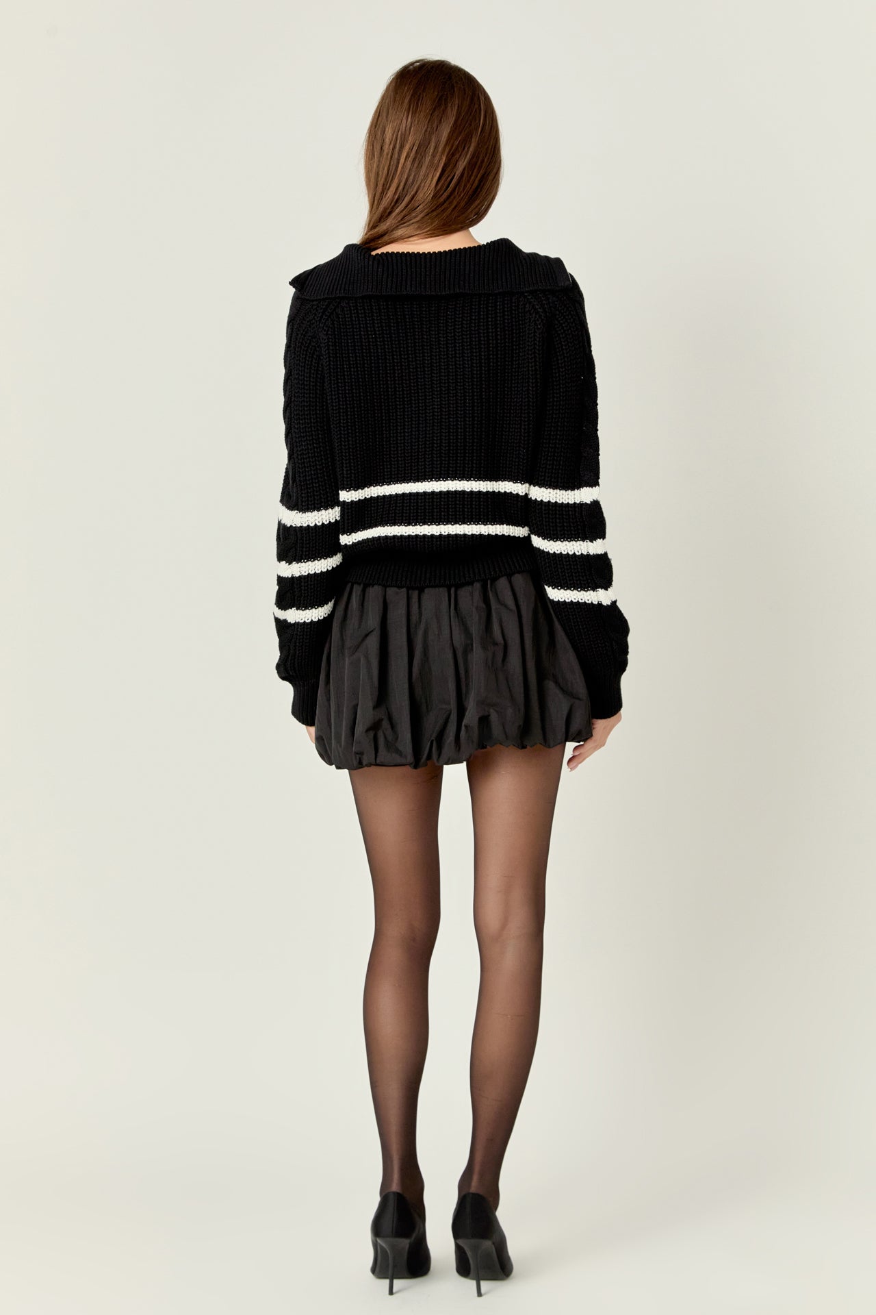 ENGLISH FACTORY - Stripe Zip up Sweater - SWEATERS & KNITS available at Objectrare