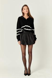 ENGLISH FACTORY - Stripe Zip up Sweater - SWEATERS & KNITS available at Objectrare