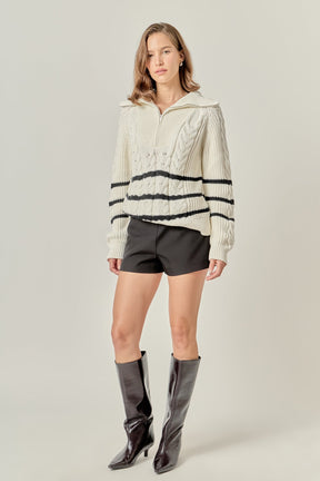 ENGLISH FACTORY - Stripe Zip up Sweater - SWEATERS & KNITS available at Objectrare