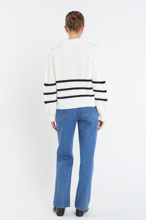 ENGLISH FACTORY - Stripe Zip up Sweater - SWEATERS & KNITS available at Objectrare