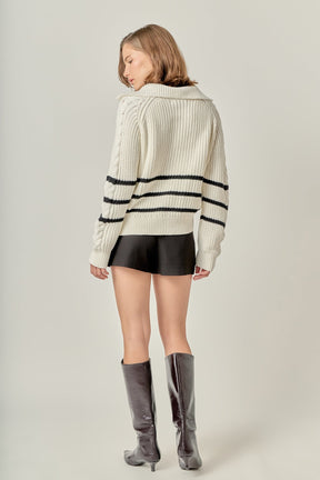 ENGLISH FACTORY - Stripe Zip up Sweater - SWEATERS & KNITS available at Objectrare