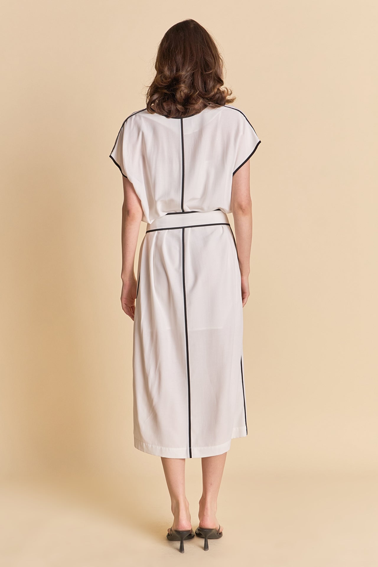ENDLESS ROSE - Contrast Binding Belted Midi Dress - DRESSES available at Objectrare