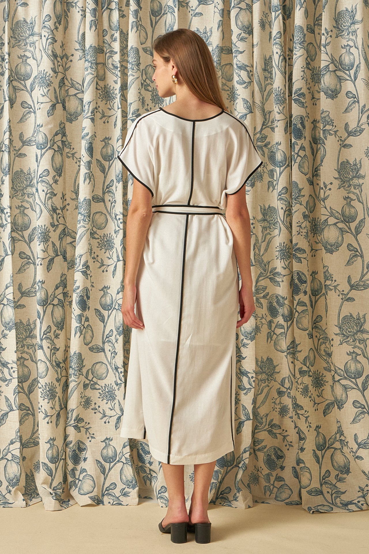 ENDLESS ROSE - Contrast Binding Belted Midi Dress - DRESSES available at Objectrare