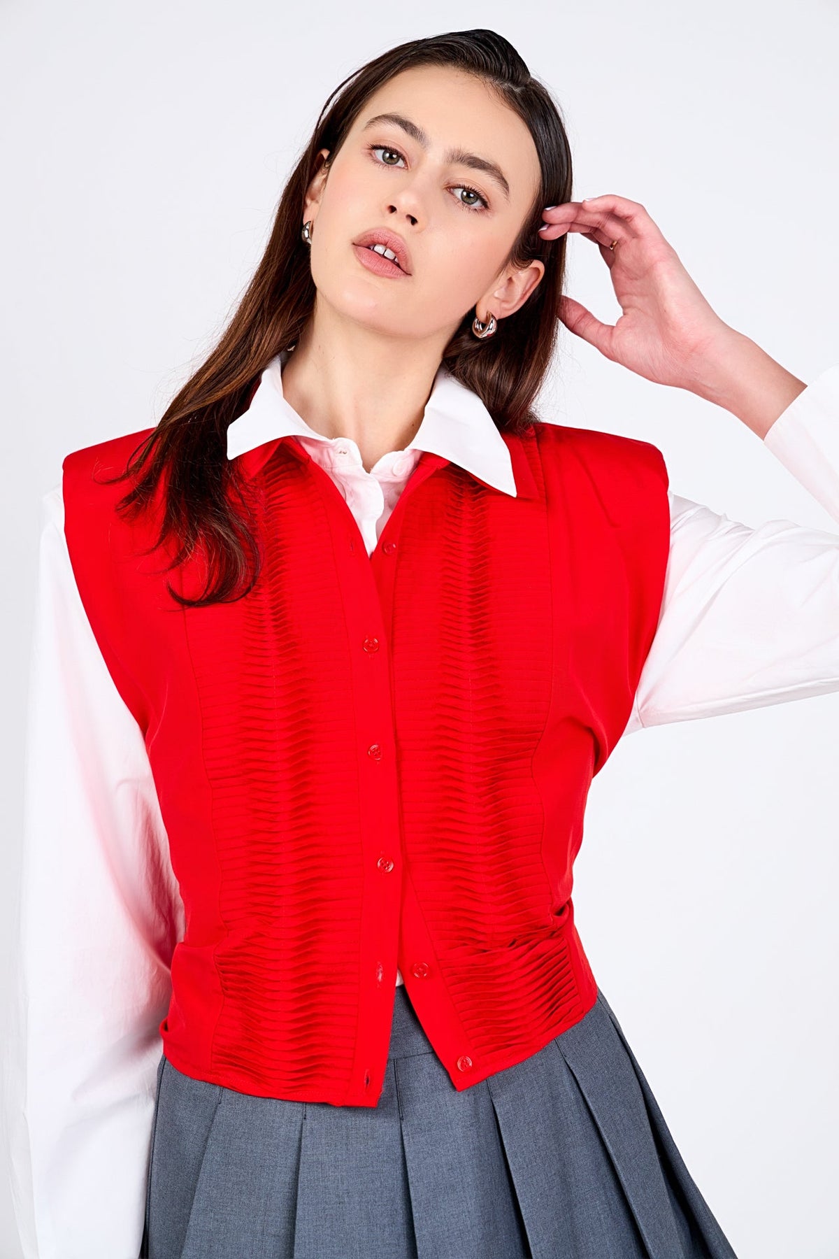 ENDLESS ROSE - Pintuck Details Sleeveless Blouse - SHIRTS & BLOUSES available at Objectrare
