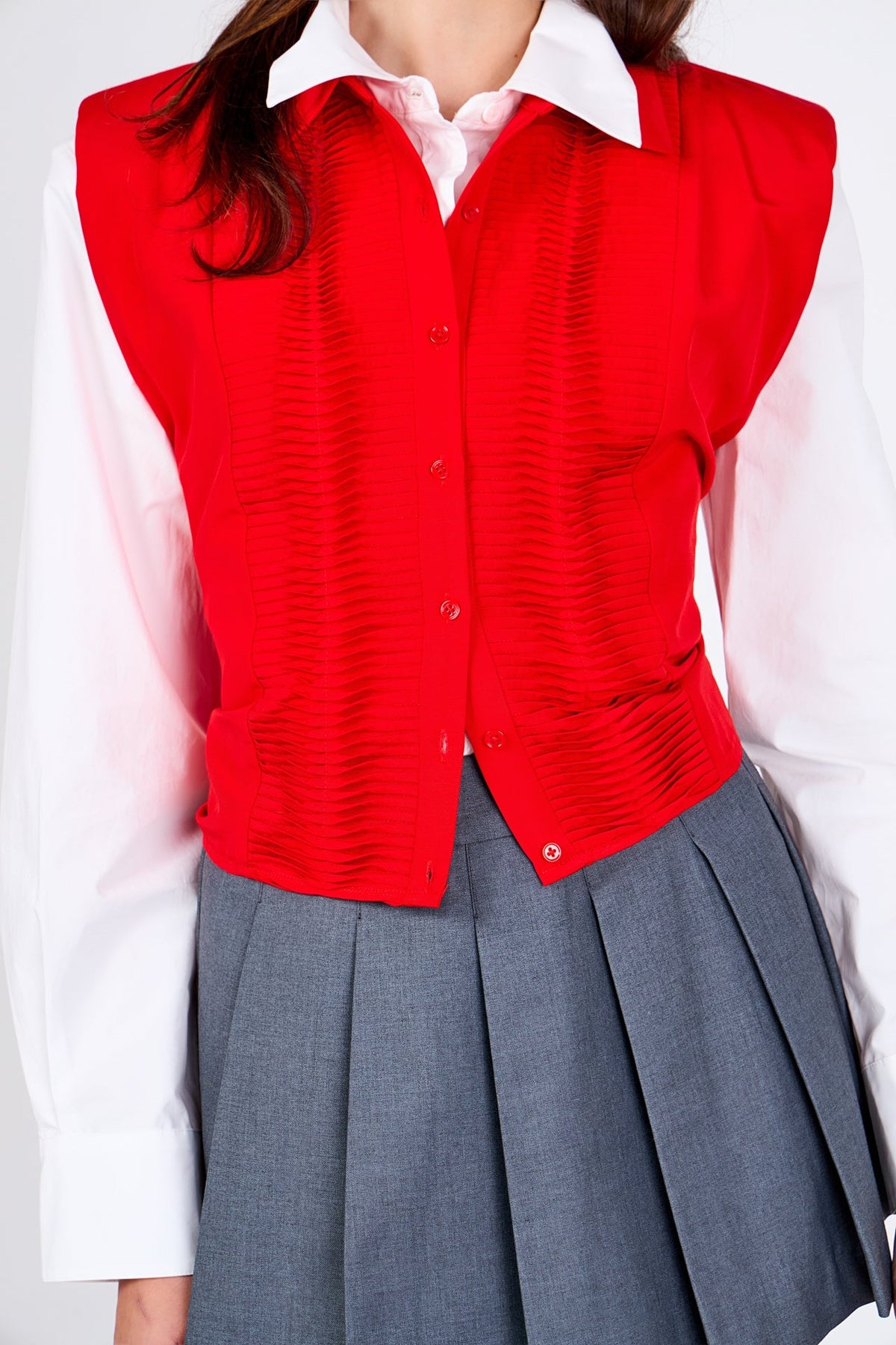 ENDLESS ROSE - Pintuck Details Sleeveless Blouse - SHIRTS & BLOUSES available at Objectrare