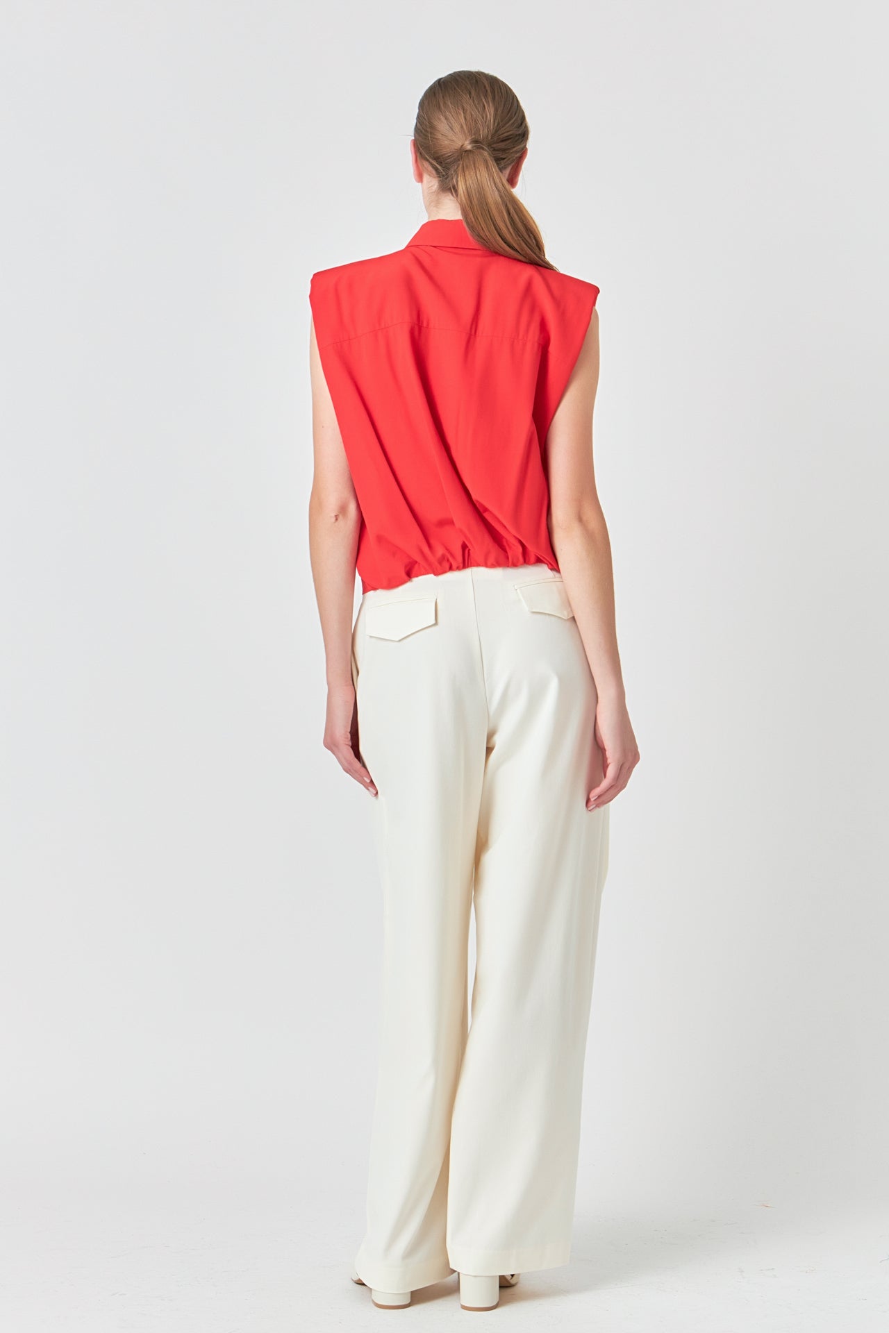 ENDLESS ROSE - Pintuck Details Sleeveless Blouse - SHIRTS & BLOUSES available at Objectrare
