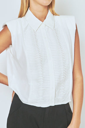 ENDLESS ROSE - Pintuck Details Sleeveless Blouse - SHIRTS & BLOUSES available at Objectrare