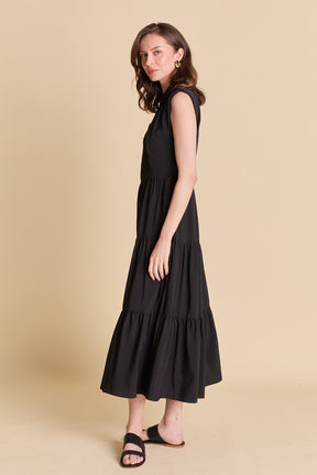 Pintuck Details Sleeveless Midi Dress