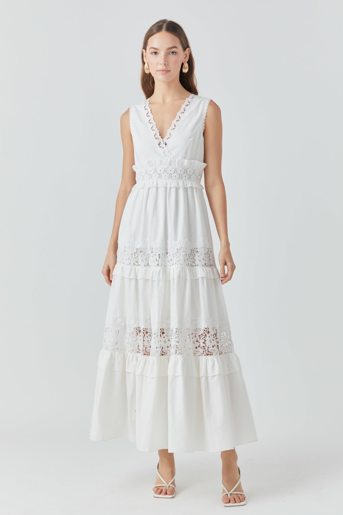 ENDLESS ROSE - Sleeveless Lace Mixed Long Dress - DRESSES available at Objectrare