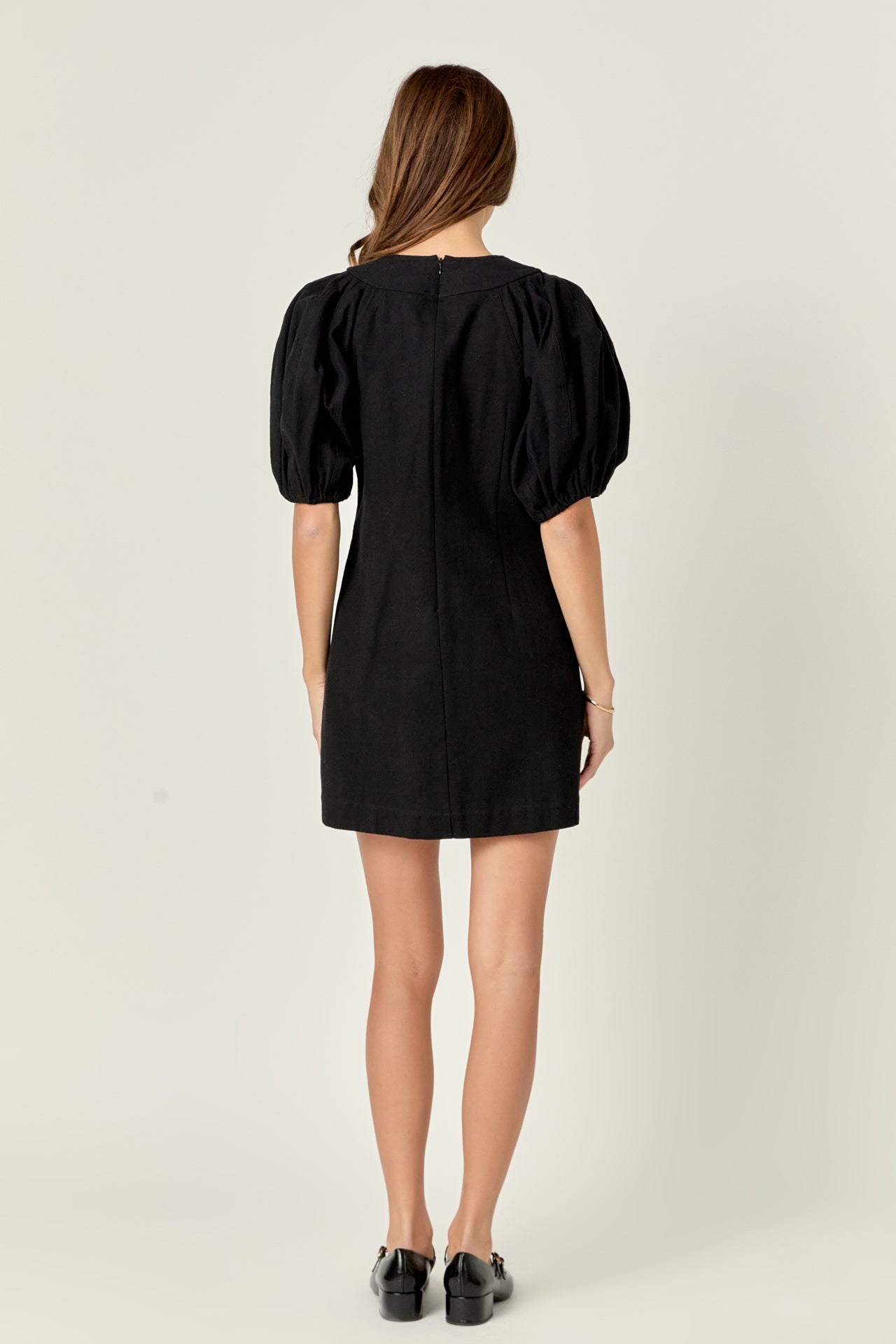 ENGLISH FACTORY - English Factory - Laced Up Puffed Sleeve Mini Dress - DRESSES available at Objectrare