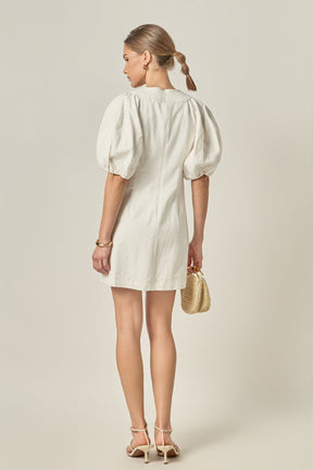 ENGLISH FACTORY - Laced Up Puffed Sleeve Mini Dress - DRESSES available at Objectrare