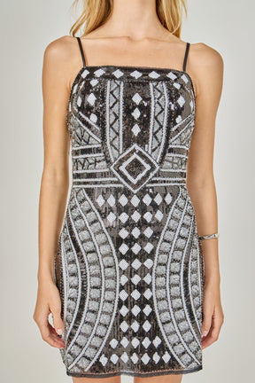 ENDLESS ROSE - Beaded Sequin Mini Dress - DRESSES available at Objectrare