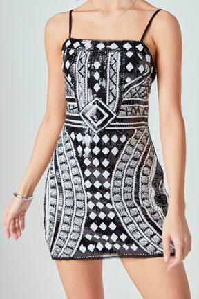 ENDLESS ROSE - Beading Sequins Mini Dress - DRESSES available at Objectrare