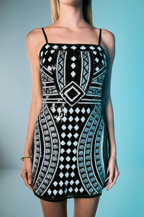 ENDLESS ROSE - Beaded Sequin Mini Dress - DRESSES available at Objectrare