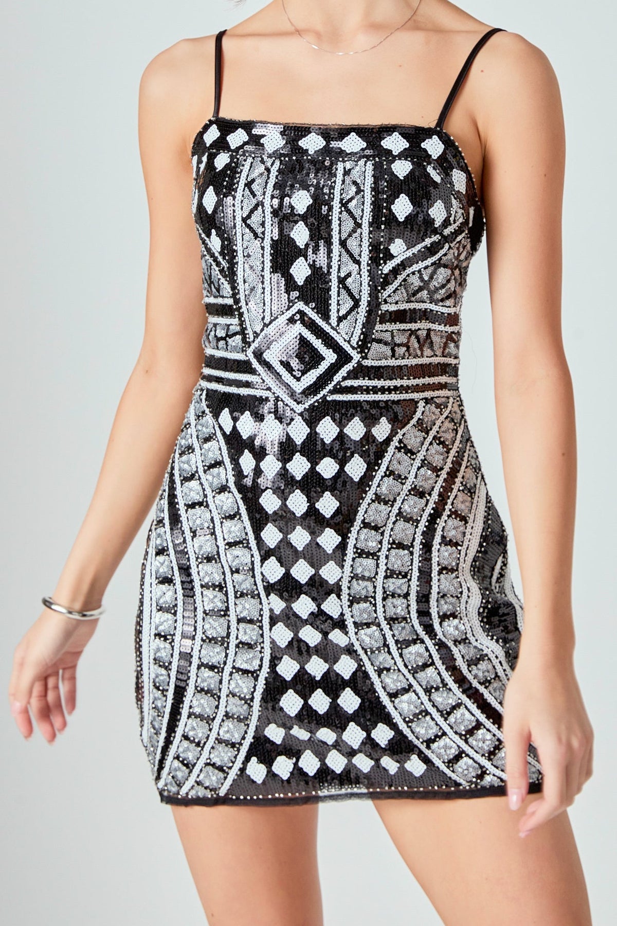 ENDLESS ROSE - Beading Sequins Mini Dress - DRESSES available at Objectrare