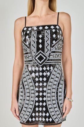 ENDLESS ROSE - Beaded Sequin Mini Dress - DRESSES available at Objectrare