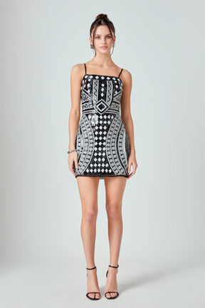 ENDLESS ROSE - Beaded Sequin Mini Dress - DRESSES available at Objectrare