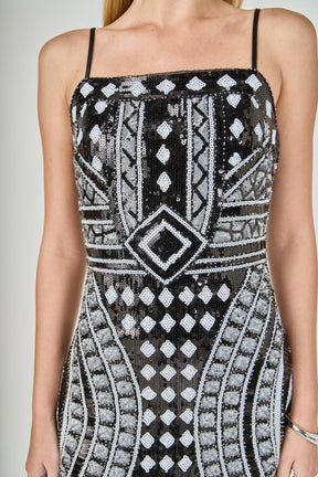 ENDLESS ROSE - Beaded Sequin Mini Dress - DRESSES available at Objectrare