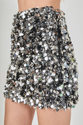 ENDLESS ROSE - Stretched Sequined Mini Skirt - SKIRTS available at Objectrare