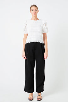 ENDLESS ROSE - Textured Puff Sleeve Top - TOPS available at Objectrare