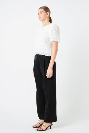 ENDLESS ROSE - Textured Puff Sleeve Top - TOPS available at Objectrare