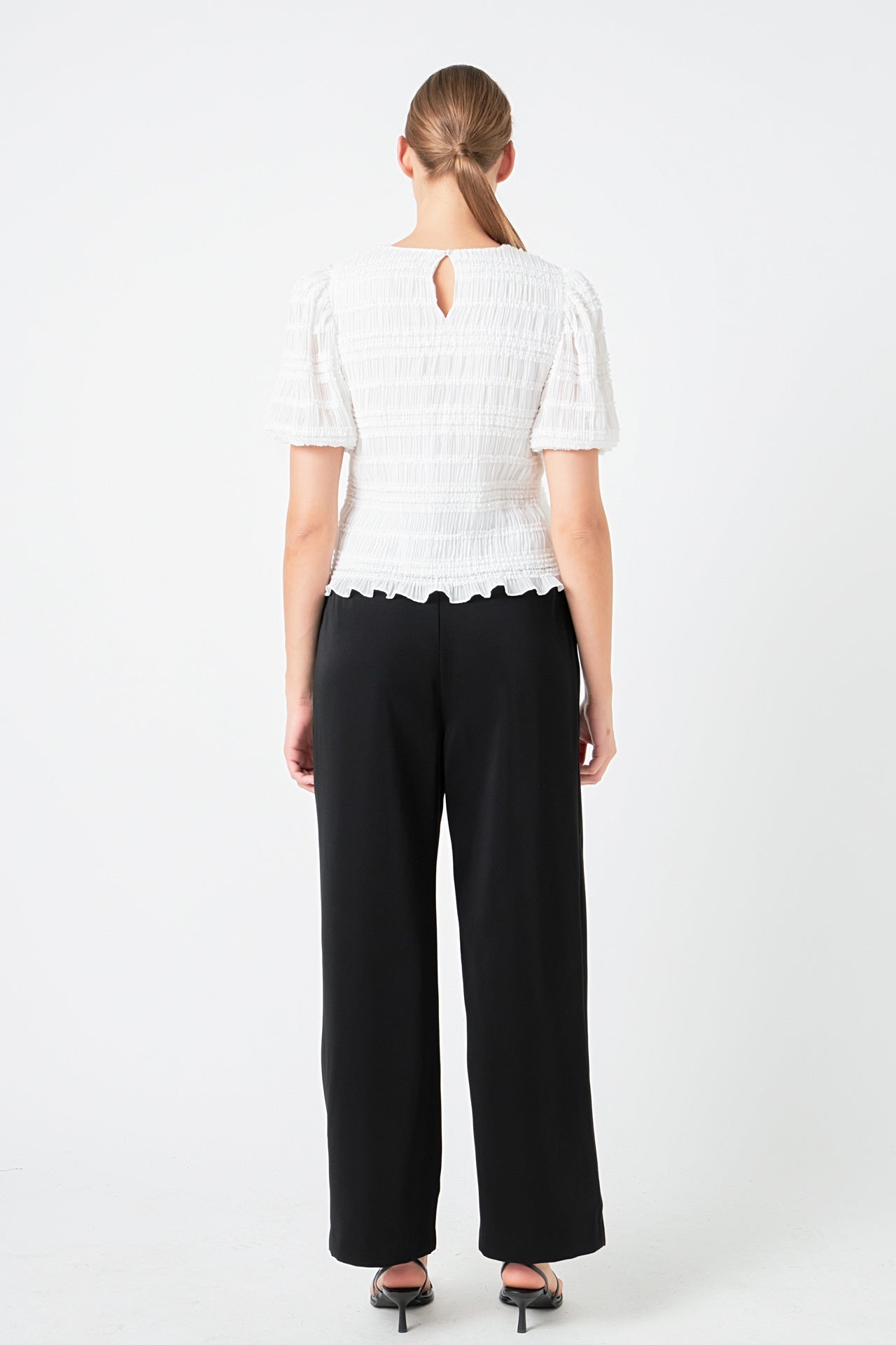 ENDLESS ROSE - Textured Puff Sleeve Top - TOPS available at Objectrare