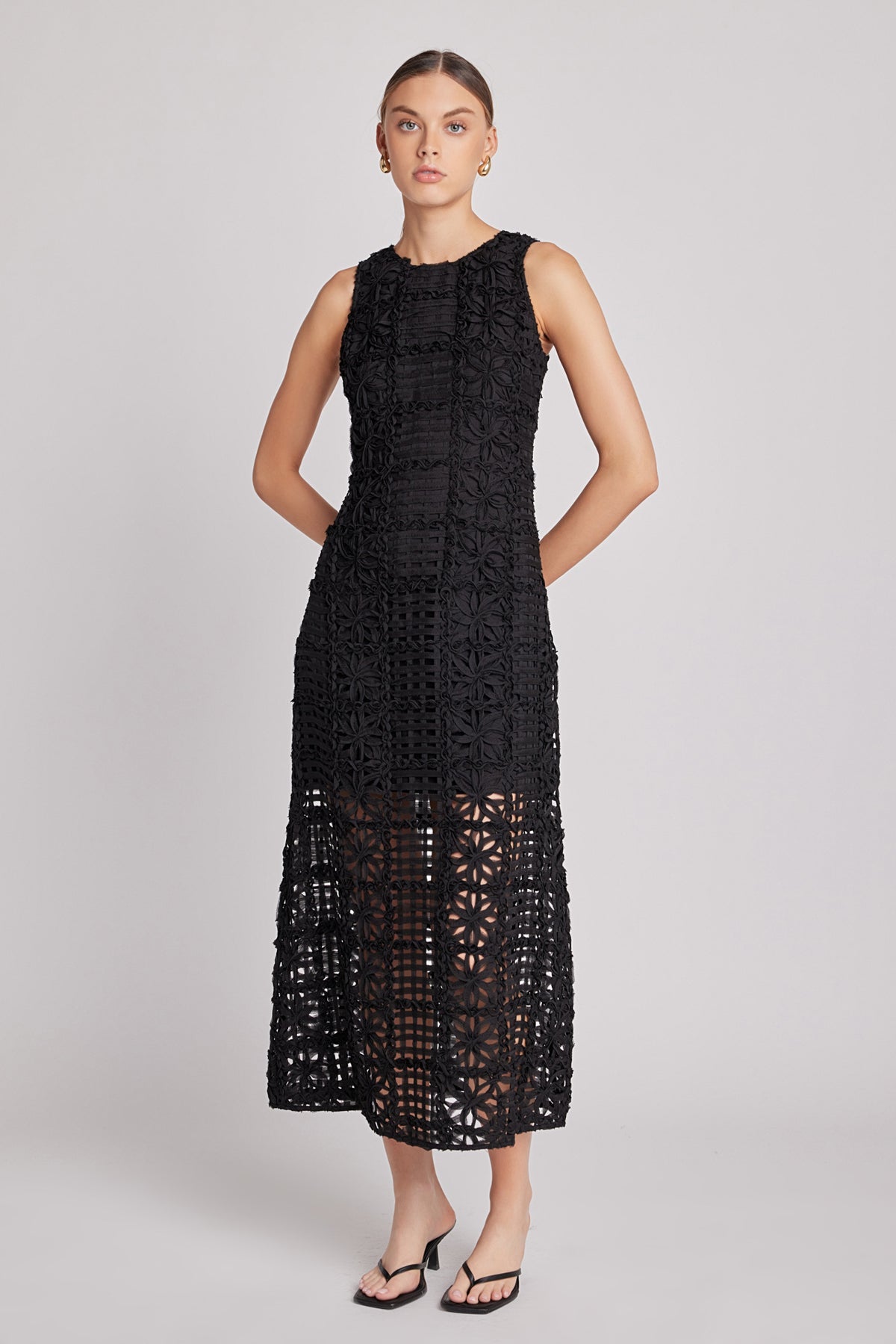 ENDLESS ROSE - Textured Sleeveless Lined Maxi Dress - DRESSES available at Objectrare