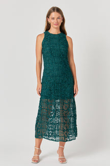 Textured Sleeveless Lined Maxi Dress