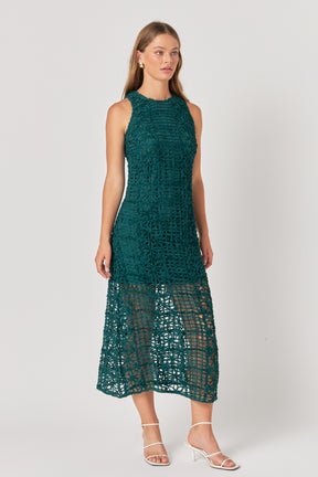 Textured Sleeveless Lined Maxi Dress