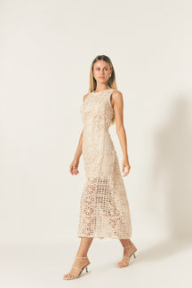 Textured Sleeveless Lined Maxi Dress