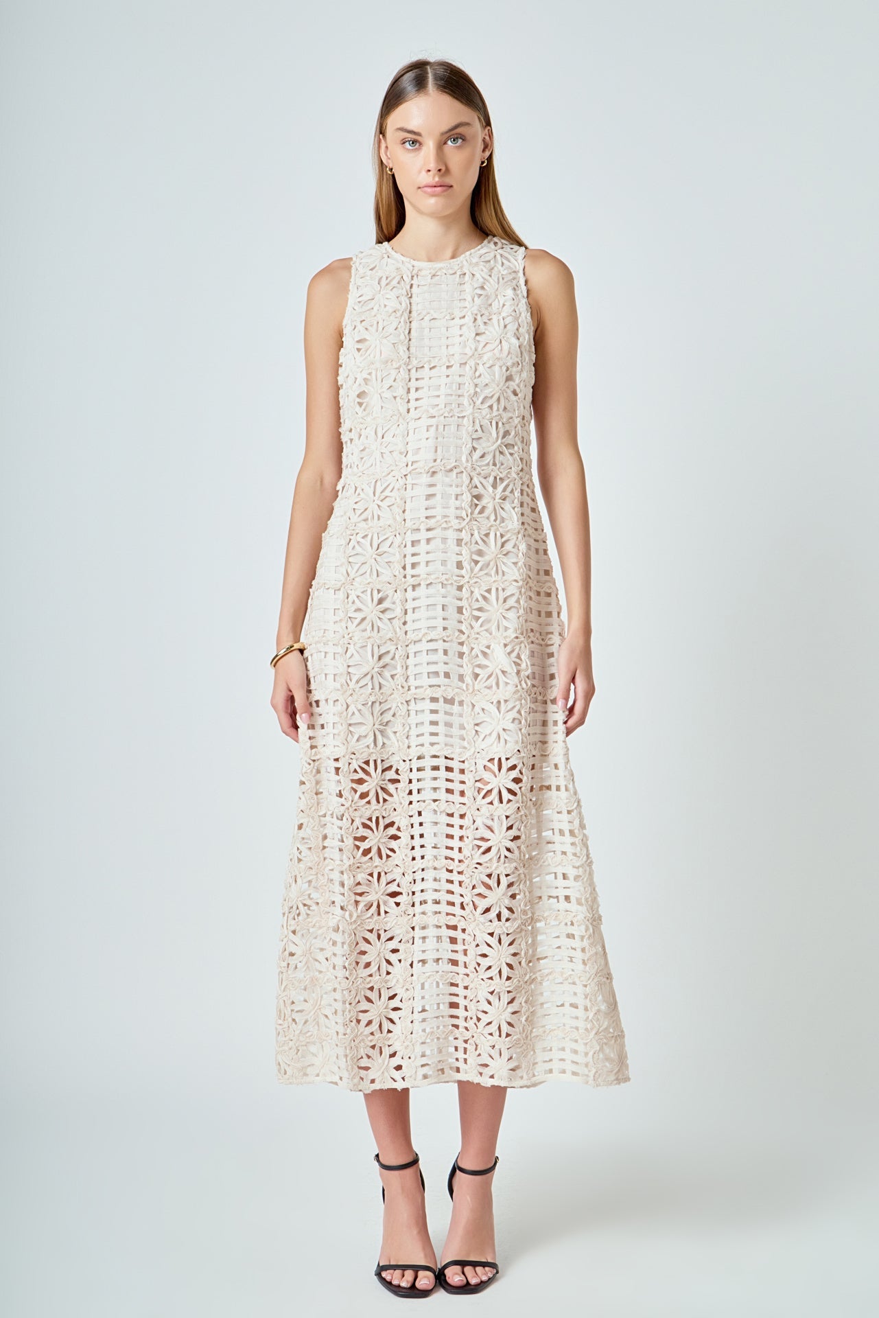 Textured Sleeveless Maxi Dress