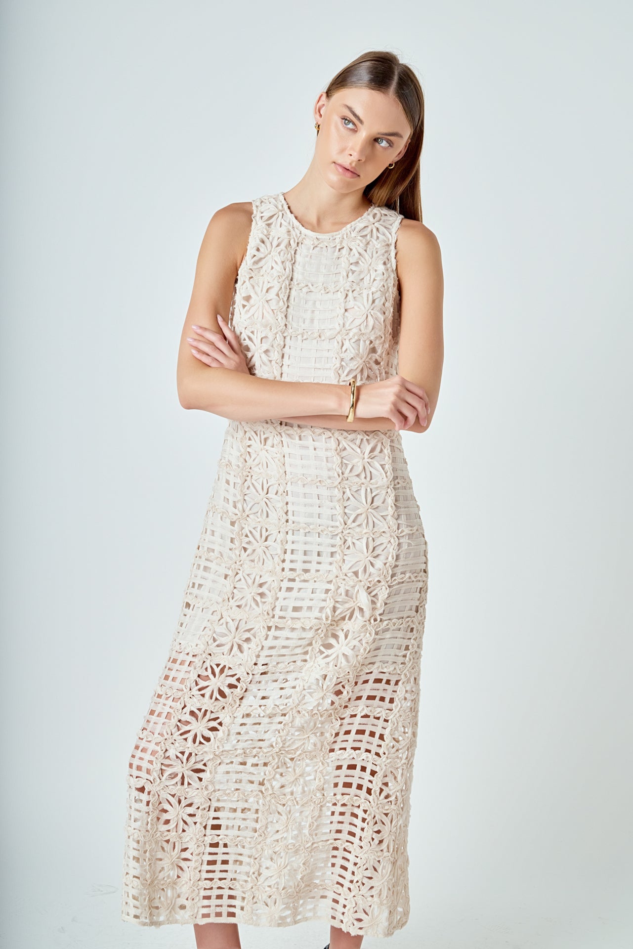 Textured Sleeveless Maxi Dress