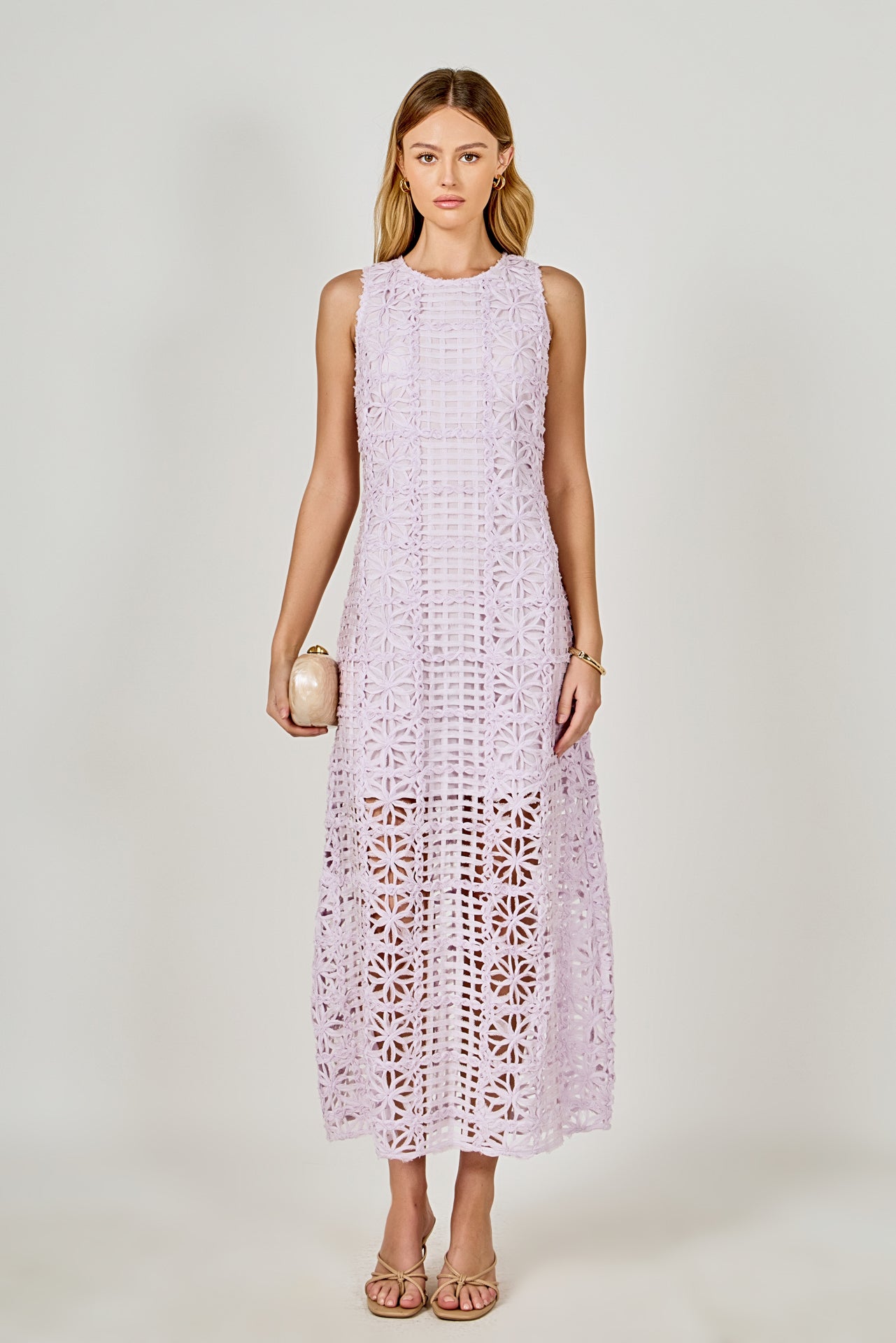 Endless Rose - Textured Sleeveless Maxi Dress NAVY / S Endless Rose - Textured Sleeveless Maxi Dress NAVY / S