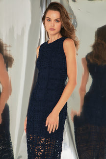 Textured Sleeveless Lined Maxi Dress