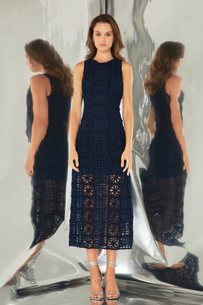 Textured Sleeveless Lined Maxi Dress