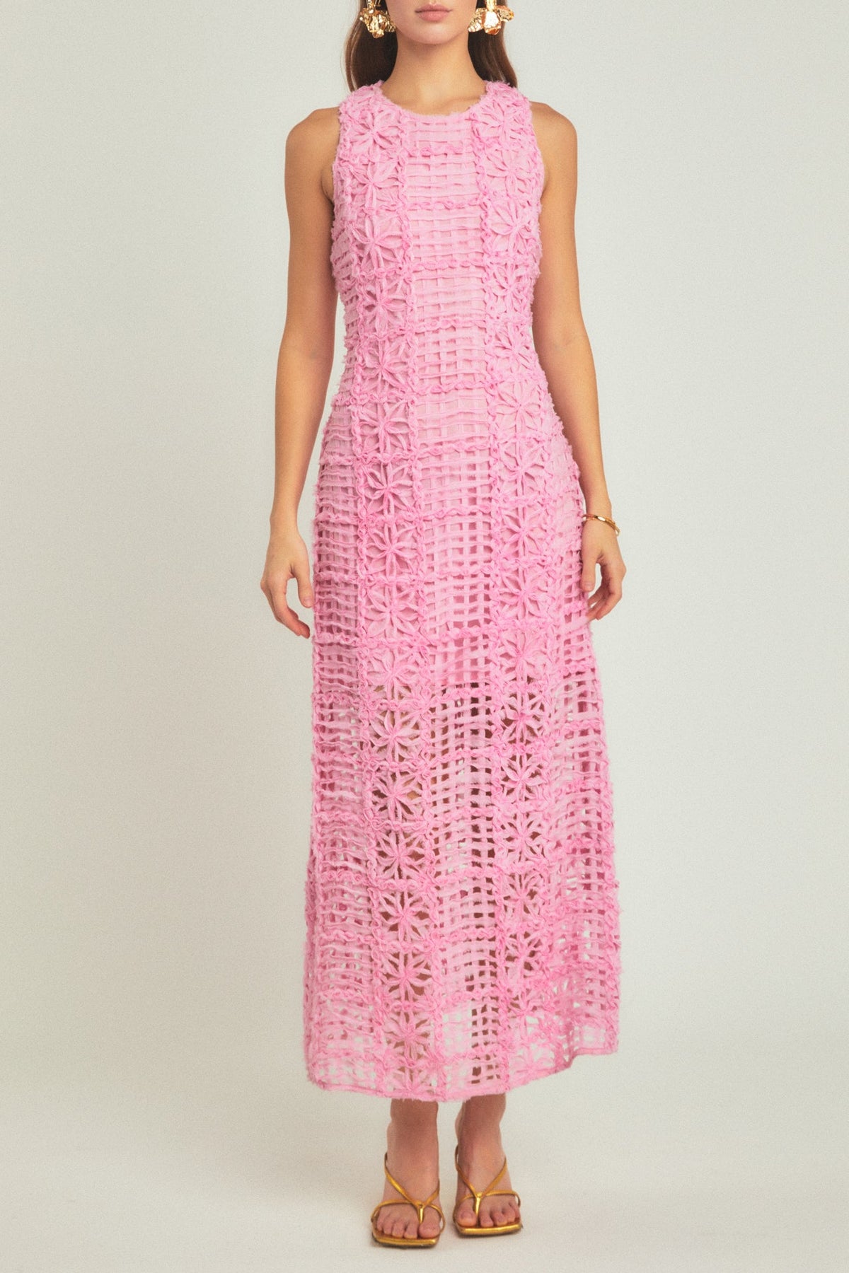 ENDLESS ROSE - Textured Sleeveless Lined Maxi Dress - DRESSES available at Objectrare