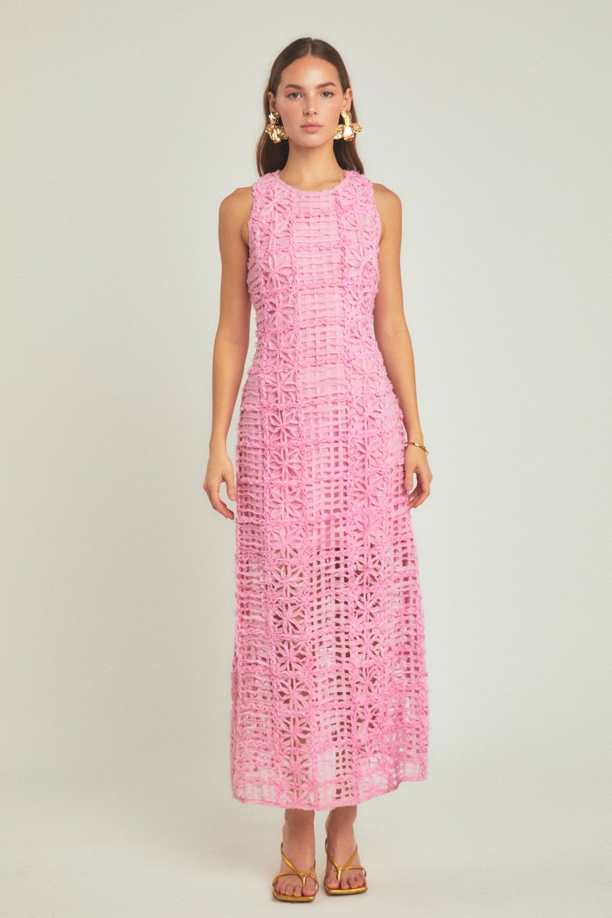 ENDLESS ROSE - Textured Sleeveless Lined Maxi Dress - DRESSES available at Objectrare