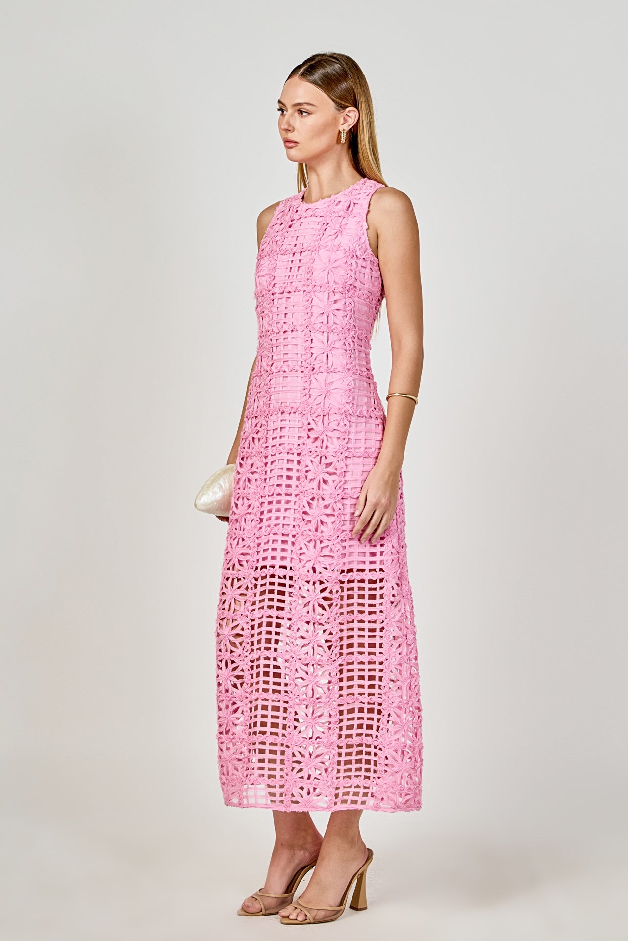 Textured Sleeveless Maxi Dress