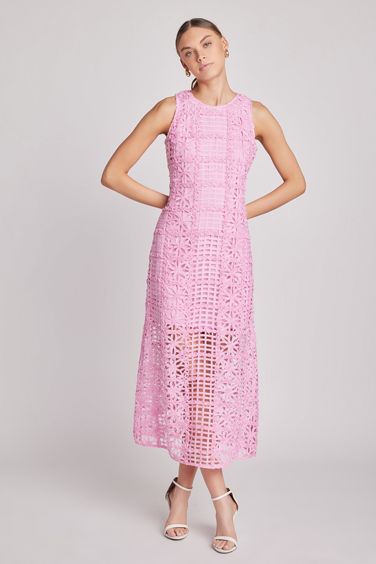 Textured Sleeveless Lined Maxi Dress