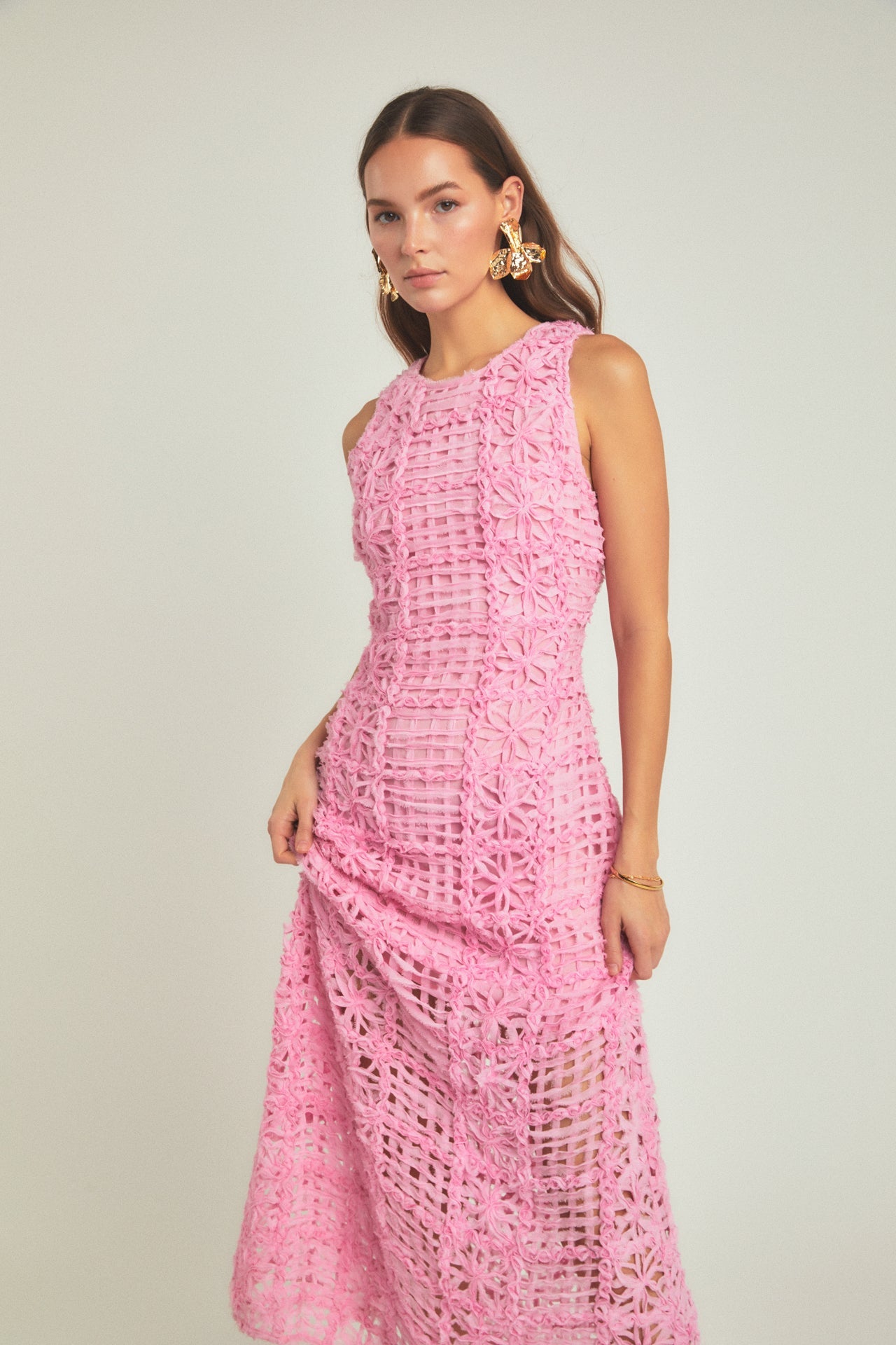 ENDLESS ROSE - Endless Rose - Textured Sleeveless Maxi Dress - DRESSES available at Objectrare