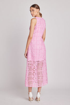 Textured Sleeveless Lined Maxi Dress