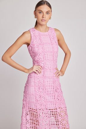 Textured Sleeveless Lined Maxi Dress