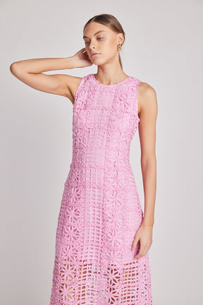 Textured Sleeveless Lined Maxi Dress