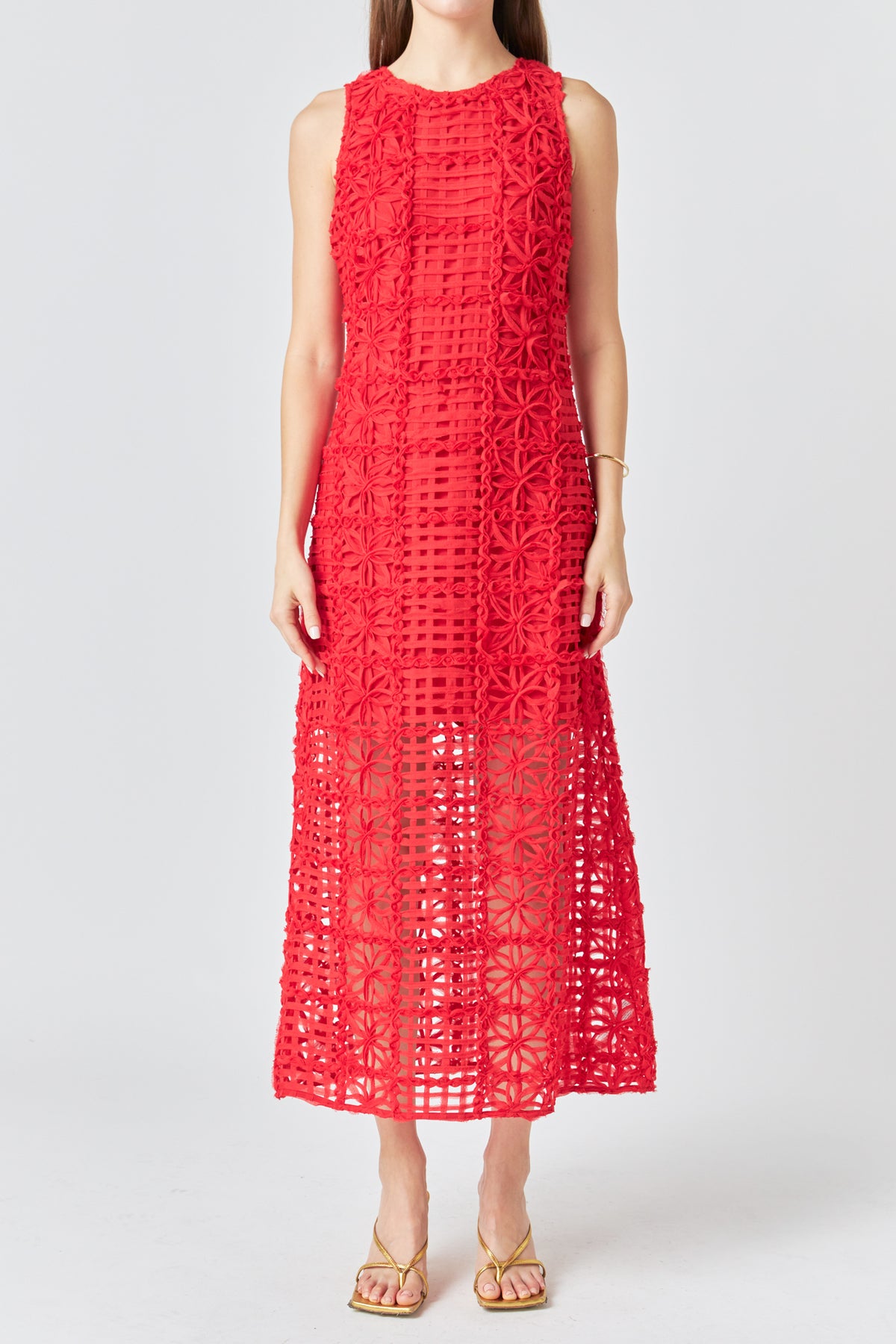 ENDLESS ROSE - Textured Sleeveless Maxi Dress - DRESSES available at Objectrare