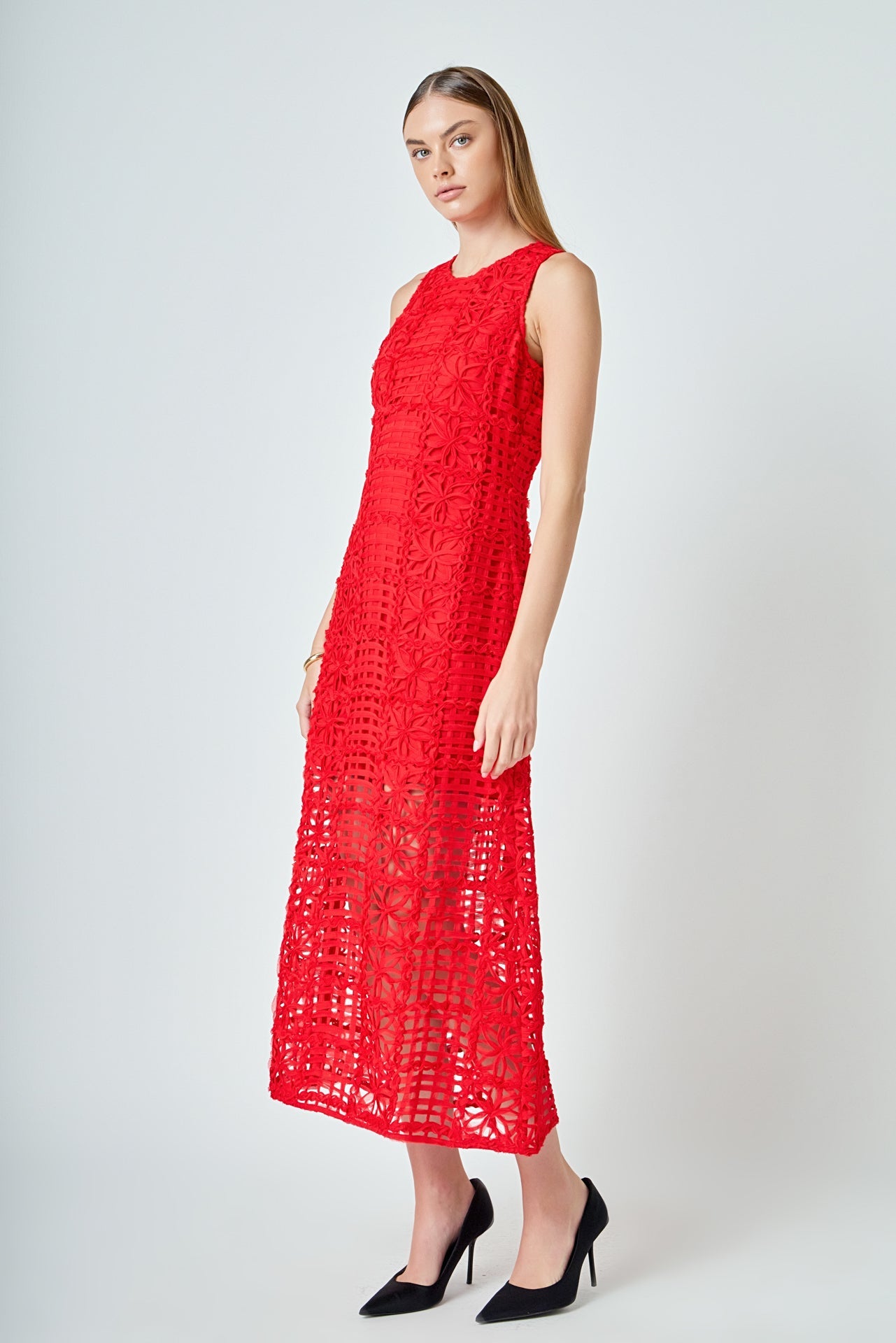 Textured Sleeveless Maxi Dress