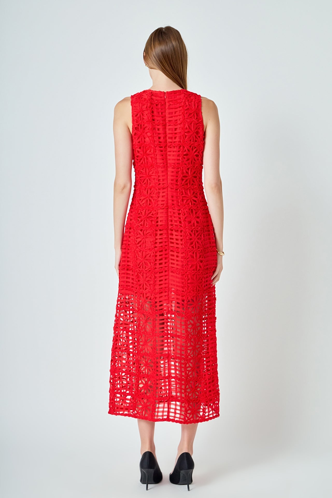 Textured Sleeveless Maxi Dress