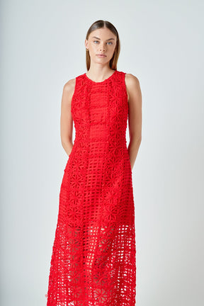 Textured Sleeveless Maxi Dress