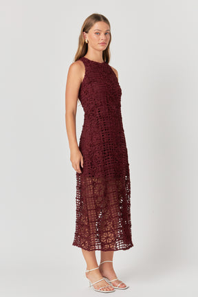 Textured Sleeveless Lined Maxi Dress